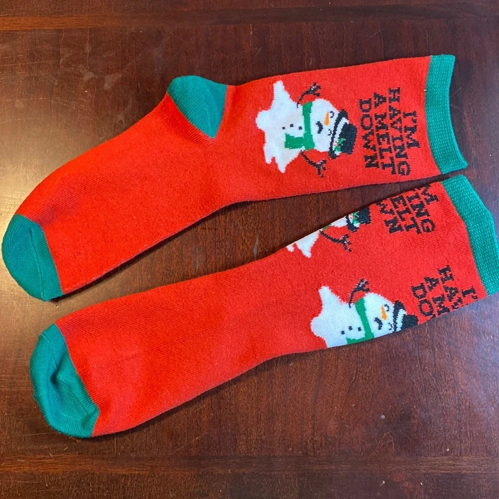 3 - Pack Christmas Novelty Crew Socks – Snowman, Polar Bear & Striped Tree NWOT